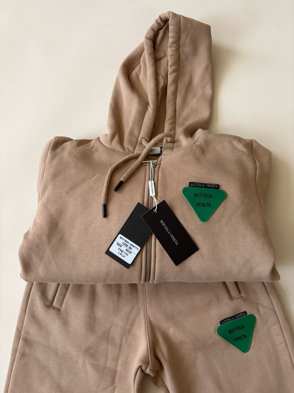 Bottega Veneta Camel Zip-Up Sweatshirt with pants